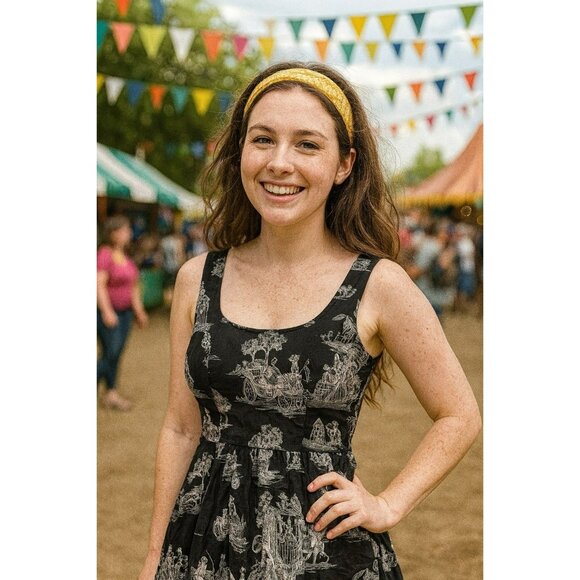 Folter Womens Skull Skeleton Black White Dress Large EUC - Picture 1 of 9